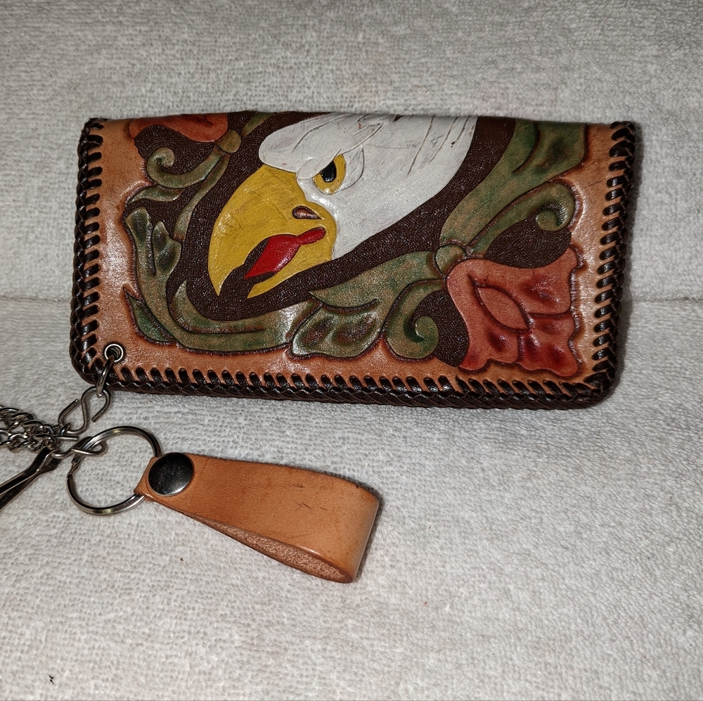Motorcycle long leather biker wallet.